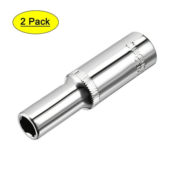 2Pcs 3/8-inch Drive 8mm Cr-V 6-Point Deep Socket