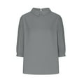thumbnail image 5 of ZyeKqe Cotton Linen Shirt for Women 3/4 Sleeve Length Top V Neck Casual Loose Plus Size Blouses, 5 of 5