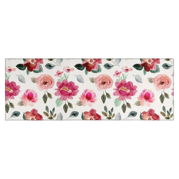 Pioneer Flower Floral Print Pattern Kitchen Rug Mat,Kitchen Runner Rugs Non Skid Washable,Decorative Kitchen Floor Mats for Kitchen,Sink,Laundry,17"X47"