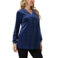 thumbnail image 4 of BLUSA DE VELVET PARA MUJER INSPIRE CHIC CON CUELLO EN V Y MANGAS LARGAS, AJUSTE HOLGADO, T-SHIRT T L AZUL OSCURO, 4 of 6