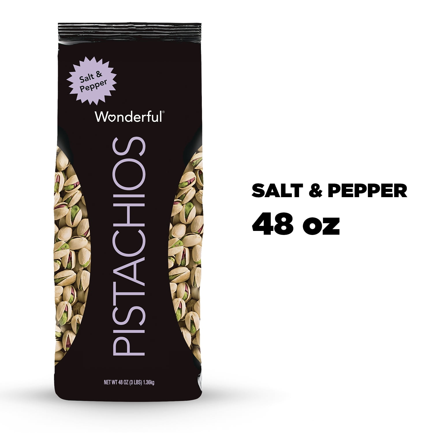 Wonderful Pistachios, Salt & Pepper Flavor, 48 Ounce
