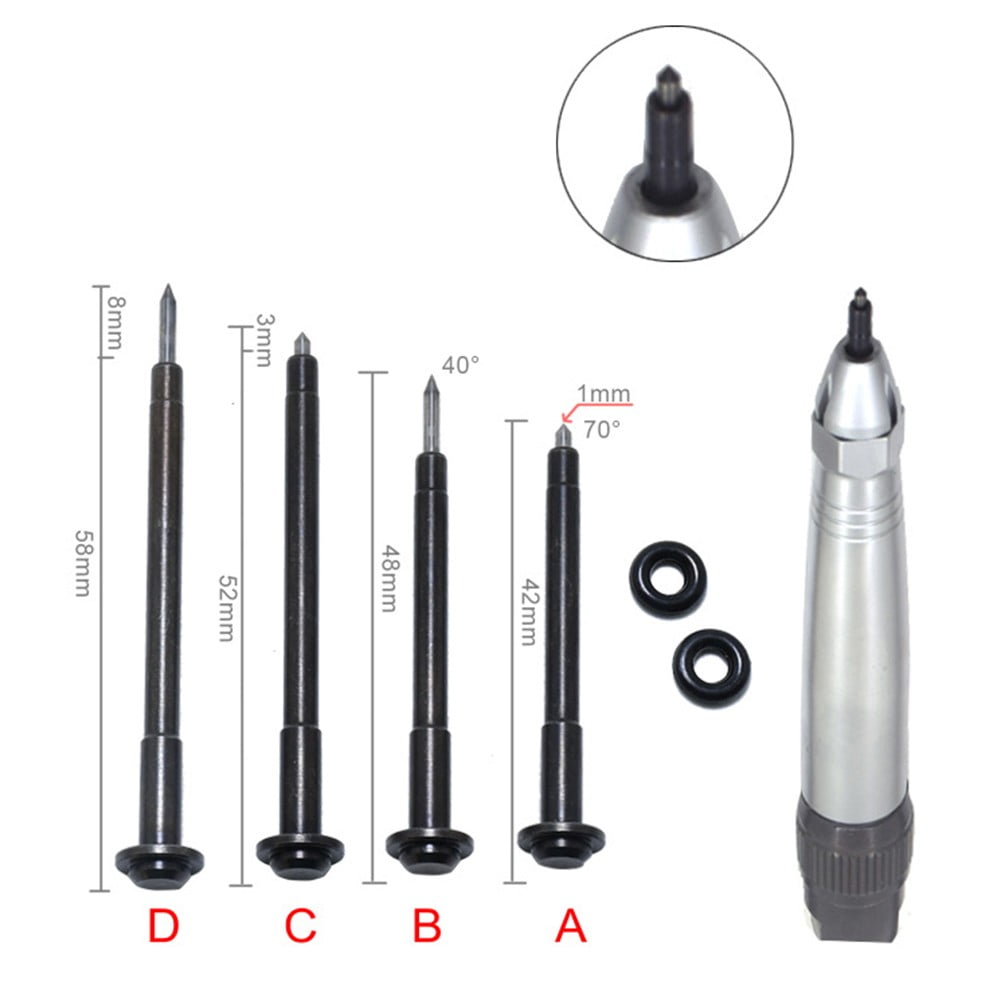 Air Scribe Pneumatic Engraving Pen Precision Tip Diy For Glass Metal Wood Stone Scribe Hammer Engraving Lettering Tool Scribe 48Mm Smile Home