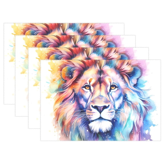 Lion Face by Painting 12×18 inch Placemats Heat Resistant Washable Foldable Rectangular Placemats Set Decoration Indoor Outdoor for Kitchen Dining Table 1PC
