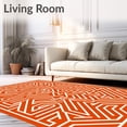 thumbnail image 2 of ODIKA 8'x10' Machine Washable Non-Slip Area Rug, Abstract Maze Interlocking Labyrinthal Design High Traffic Rug with Pad, Orange, 464799, 2 of 8