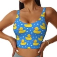 thumbnail image 1 of Fotbe Cute Yellow Rubber Ducks Sujetador Deportivo Largo sin Aros para Mujer con Almohadillas y Soporte Medio, Transpirable y Absorbente, Camiseta Tipo Chaleco o Tank Top-Large, 1 of 8