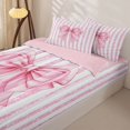 thumbnail image 3 of Homewish Pink Bows Zipper Full Size Comforter Sets with Fitted Sheet and 2 Pillowcases For Girls,Dreamy Princess Bowknot Minimalist Geometric Lines Zipper Bedding Set,Reversible,4-Piece, 3 of 7