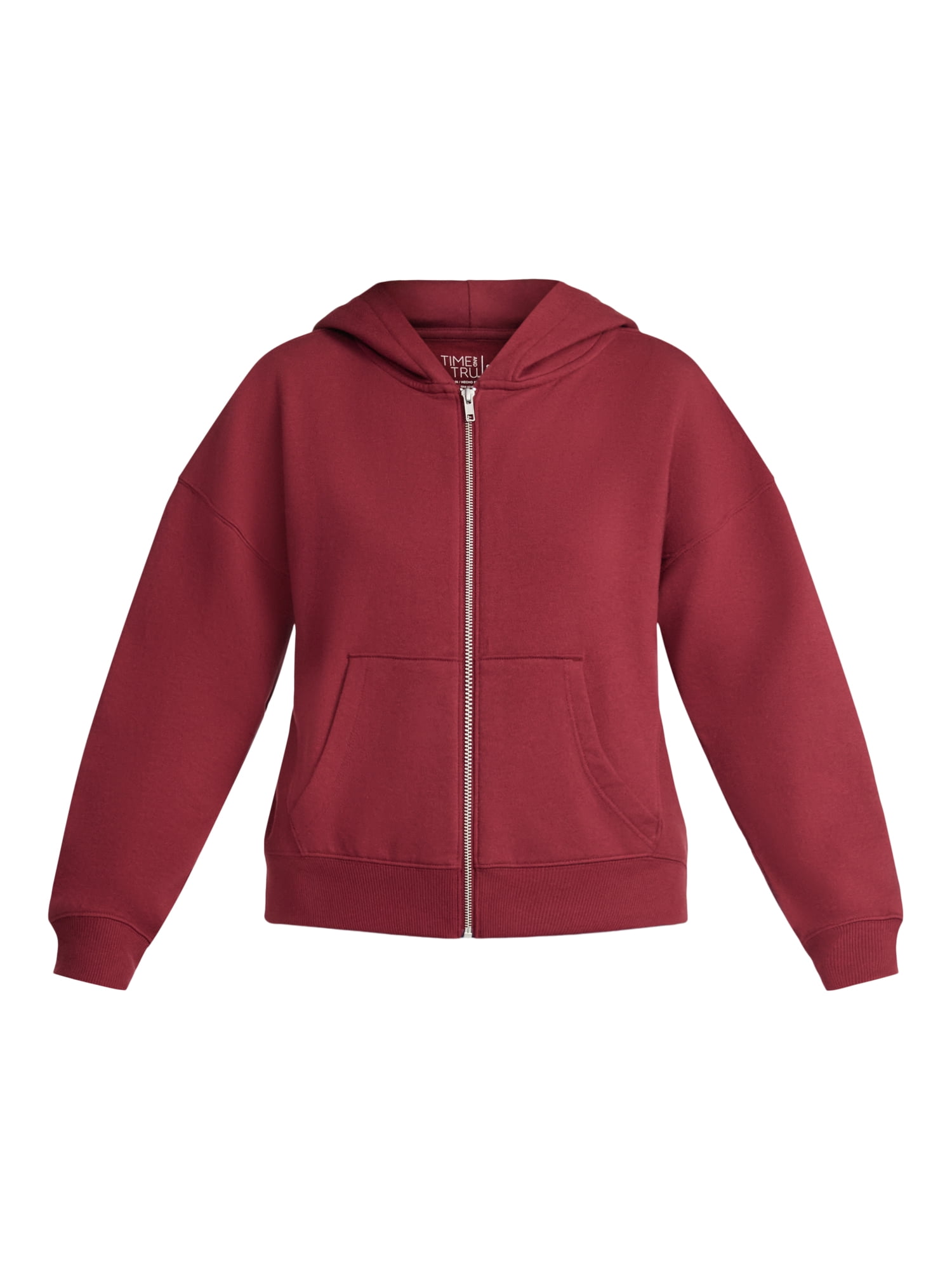 Time and Tru Women's Cropped Zip Up Fleece Hoodie, Sizes XS-XXXL