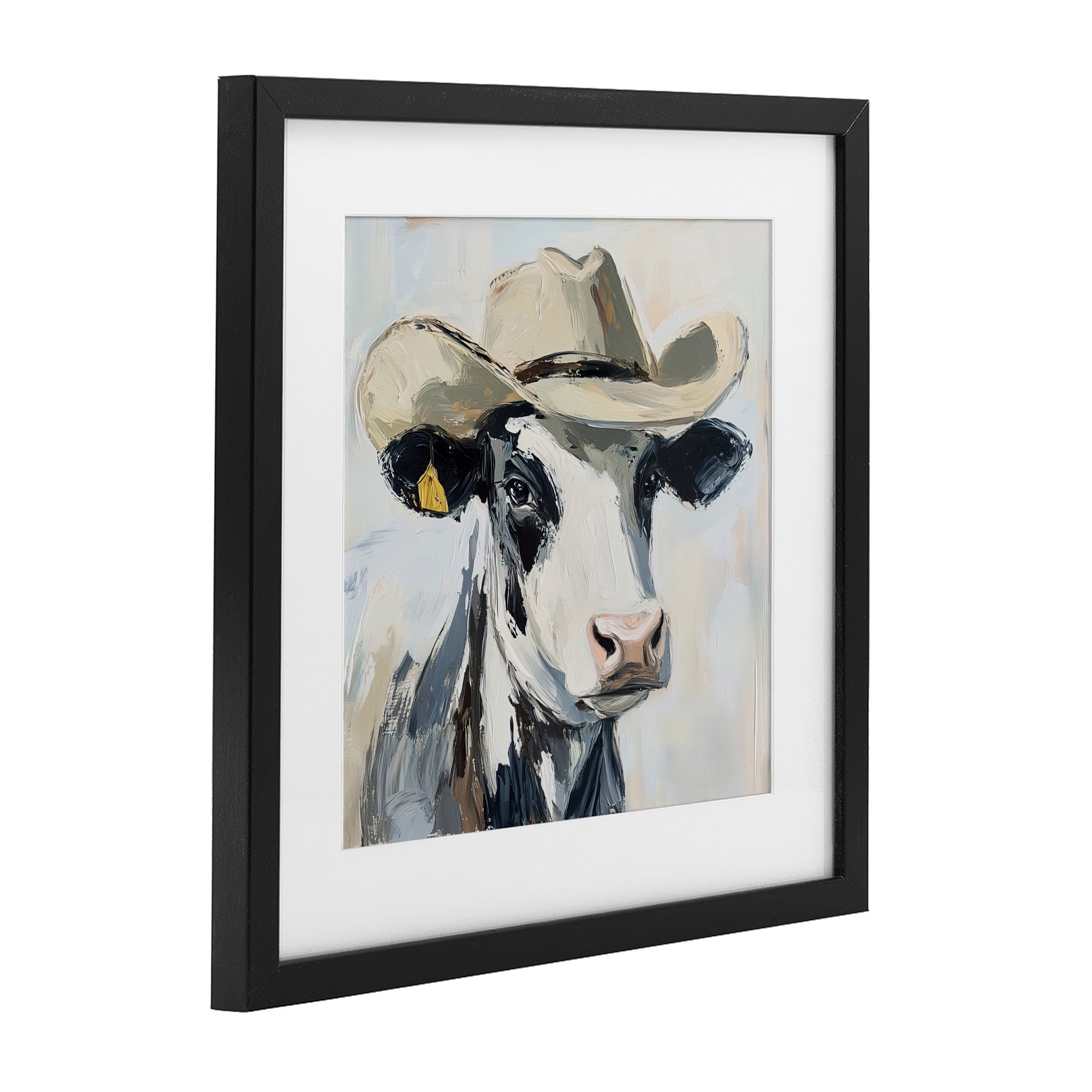 Stupell Industries Cowboy Carl Cow Black Framed Print Under Glass, design by Tina LeCour