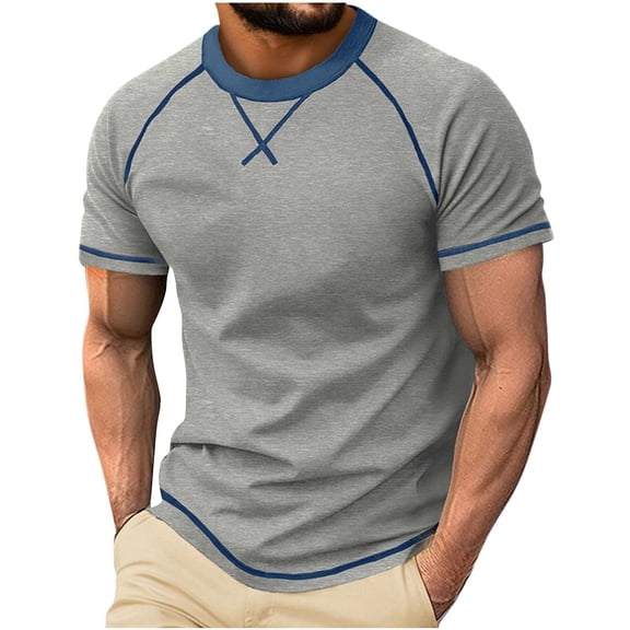 XUNKUSGA Mens T-Shirt Soft Cotton Short Sleeve T-Shirts for Men Stylish Basic Crewneck Going Out Tops Comfortable Lightweight Drop Shoulder Sleeve Men's Tops ,Gray