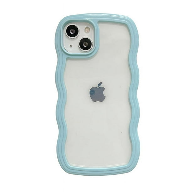 (Azul) Funda para iPhone 13, Curly Simple Wave Estética Linda funda para mujeres y hombres, linda funda transparente para teléfono, funda protectora de silicona suave a prueba de golpes para iPhone 13