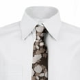 thumbnail image 2 of Floral Necktie, Top View Abstract Blossoms, Dress Tie, 3.7", Dark Taupe Warm Taupe, by Ambesonne, 2 of 3
