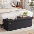 thumbnail image 4 of Hausfrau 43.5 Inches Ottoman with Storage Bench, Folding Ottoman Bench Foot Rest Stool, Bedroom Bench, Holds up to 660 lb, Linen Black, 4 of 7