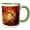 Green/White, variant on 3drose, Four Calling Birds Cut-out Minimalistic Stencil-style Black Silhouette, 11oz Two-tone Yellow Mug