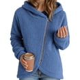 thumbnail image 1 of Chaquetas con Capucha y Cremallera para Mujer, Informales, Holgadas, de Forro Peludo y A , con Cremallera y Abrigos Azul S, 1 of 3
