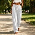 thumbnail image 6 of Maplenight Corduroy Wide Leg Pants for Women Drawstring Elastic Waist Loose Casual Daily Lounge Pants with Pockets, 6 of 8