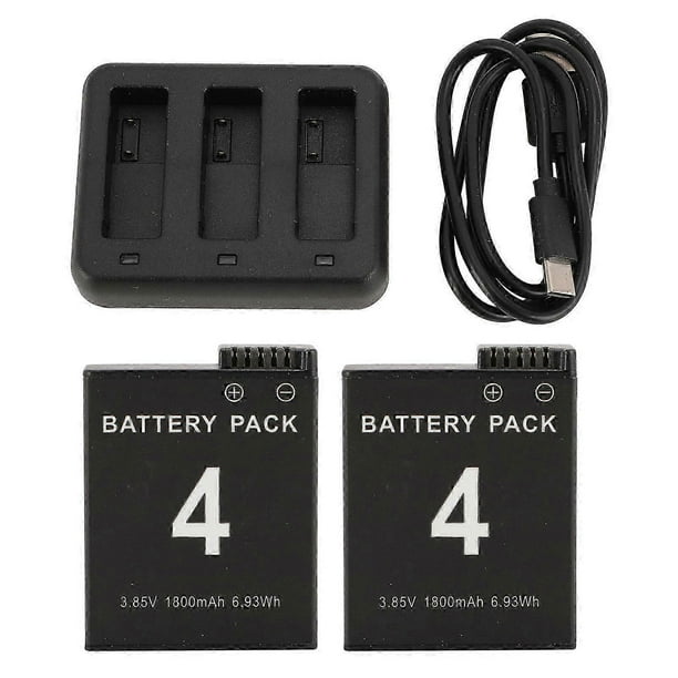 Replacement for Osmo Action 3 4 Camera 3 Slots Quick Charger 2PCS 1800mAh Battery Type C Charging Cable