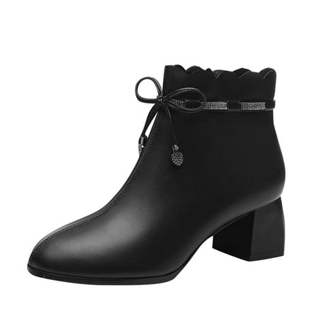 

Qufokar Womens Flip Flops Size 8 Booties Women Boots Fashion Autumn And Winter Women Boots Middle Heel Heel Round Toe Bow Side Zipper Comfortable