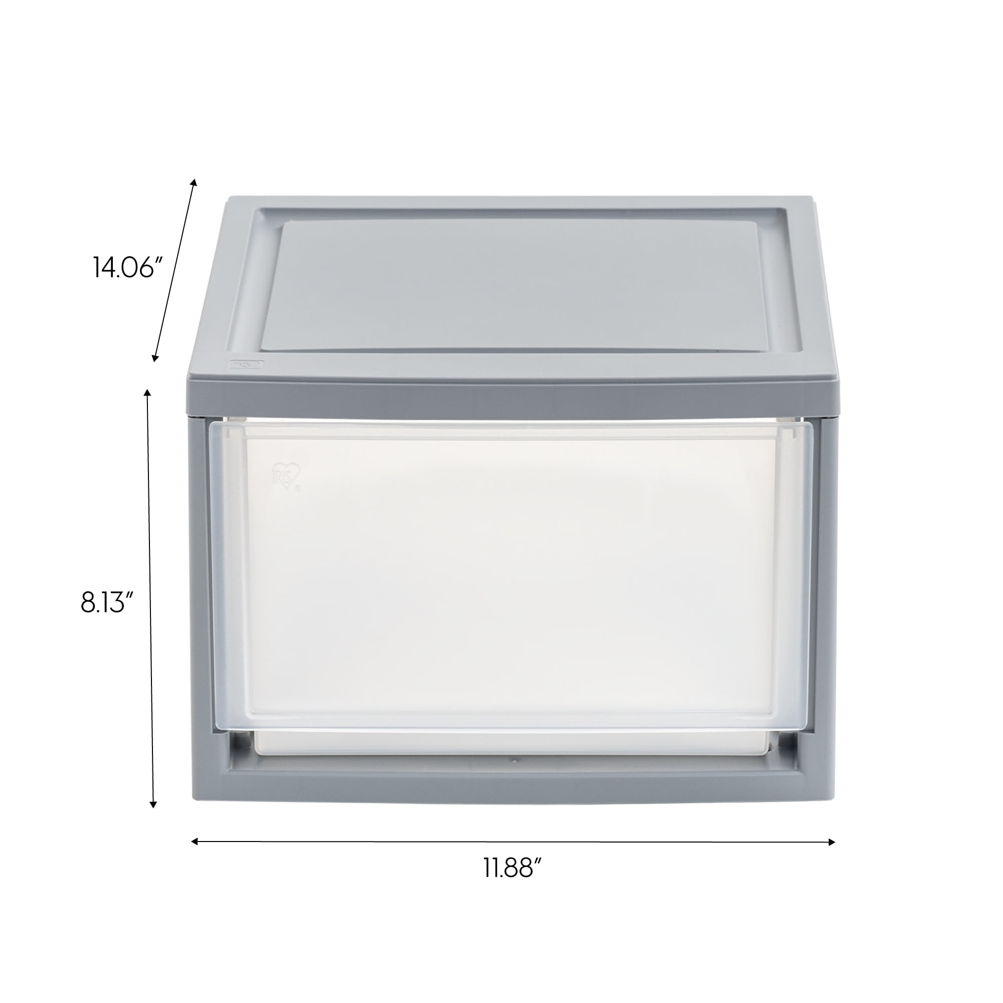 IRIS 14 Qt Medium Plastic Drawers, Under Bed Storage Bins, Stackable, Modular, 4Pk
