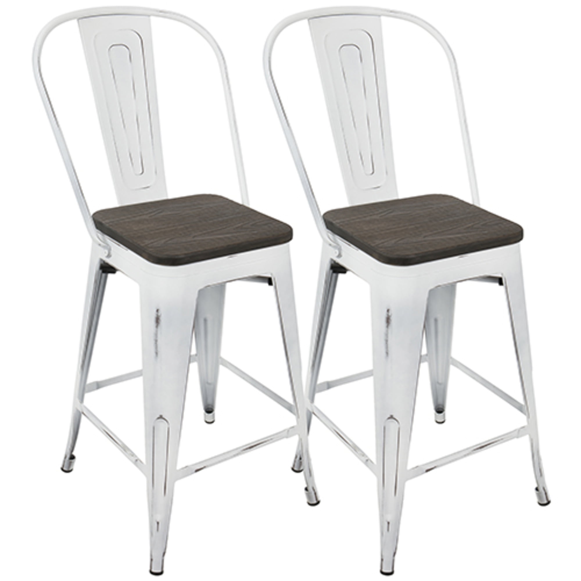 Oregon Industrial High Back Counter, White Wood High Back Bar Stools