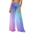thumbnail image 2 of Gamivast Womens Swimsuit Cover up Pants Glitter Gradient Sheer Beach Wide Leg Pant Holiday Flowy Elastic Waist Boho Swimwear Summer Pool Party Outfits, 2 of 5