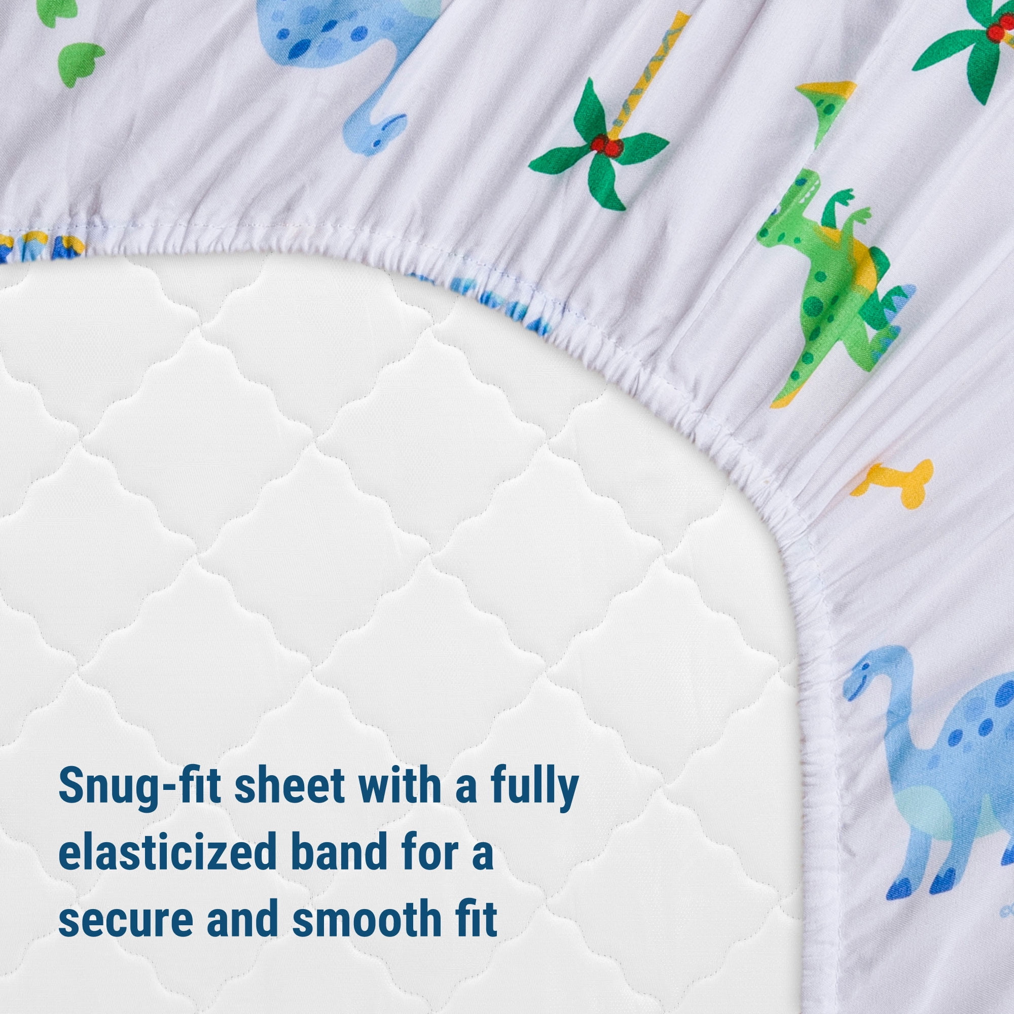 Wildkin Kids Fitted Crib Sheet for Boys and Girls, Features Vibrant, Playful Olive Kids Designs, 100% Cotton (Jurassic Dinosaurs)