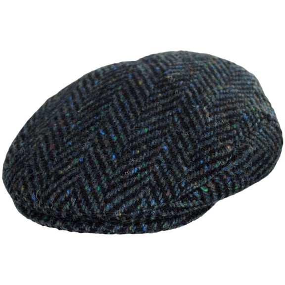 Stravalley Donegal Tweed Wool Ivy Cap - S - Blue