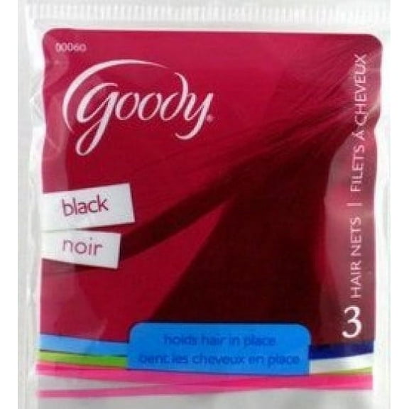 Goody - Hair Nets Black - 3 Count - 3 Packs -9 Total Hair Nets, Size 3" x 3"