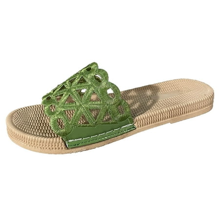 

Pgeraug womens slippers Fashion Women s Casual Shoes Breathable Outdoor Pure Color Slippers mens slippers Green 38