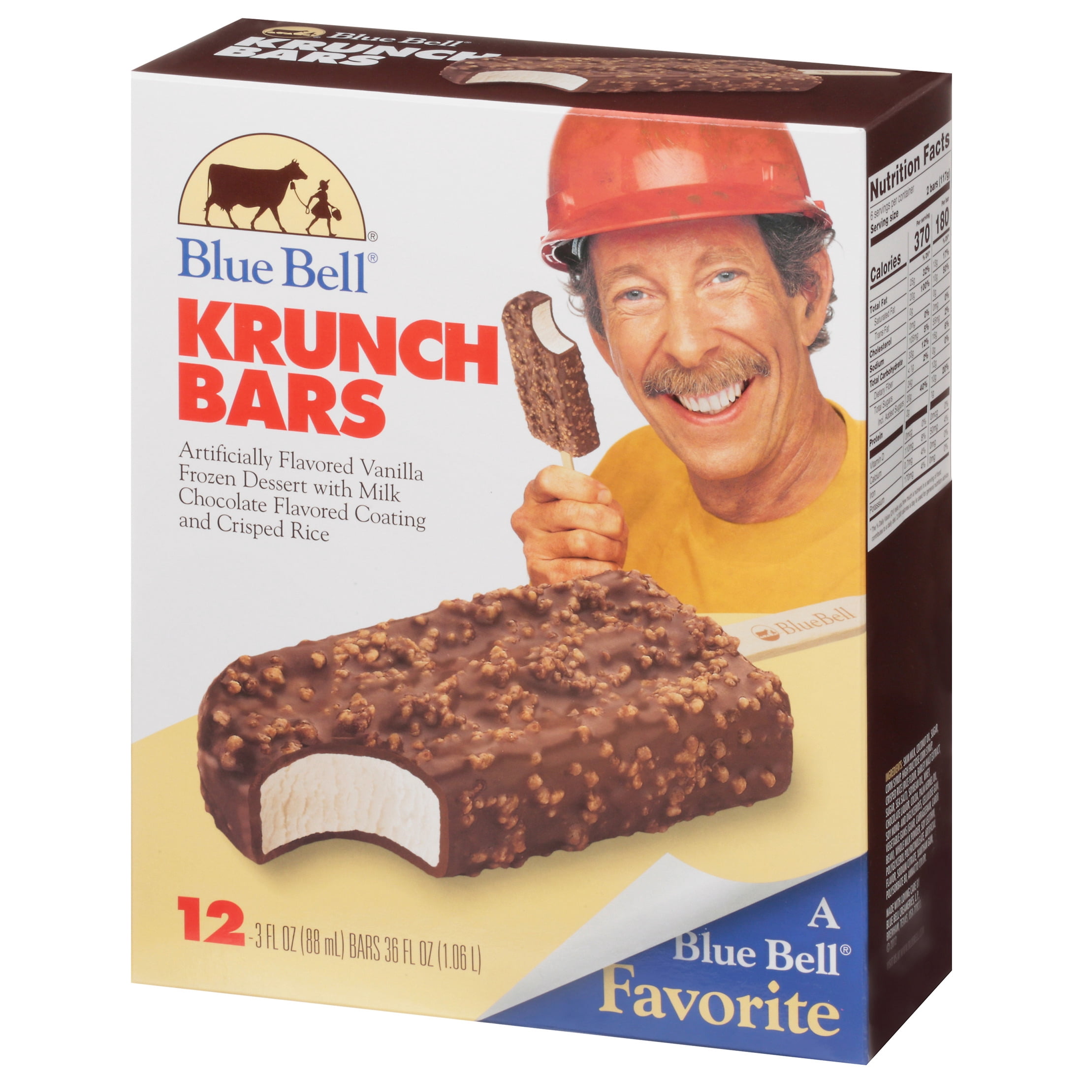 Blue Bell Krunch Frozen Dairy Dessert Bars, 3.0 fl oz, 12 Count