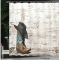 thumbnail image 3 of Ambesonne Vintage Shower Curtain, Rodeo Cowboy Grunge Hat, 69"Wx75"L, Black Brown, 3 of 4