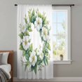 thumbnail image 4 of Botanical Sage Green Sheer Curtains 45 Inches Long, Garden Florals Spring Light Filering Curtains, Breathable Simi Curtain Privacy Drapes for Kitchen Bathroom Lightweight Small Window Treatment, 4 of 9
