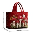 thumbnail image 2 of Cute Red Mushroom Floral Quilted Tote Bag, Cottagecore Embossed Nature Print Shoulder Bag, Large Capacity Vintage Handbag for Women Daily Vacation,14.9*13.7 in., 2 of 5