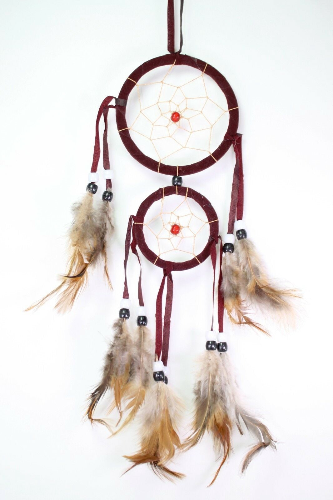 Smiling JuJu Dream Catcher Wall Hanging Decoration Feathers Large and Small Size Variety Color, Handmade(Set of 3)