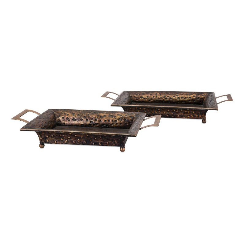 2Pc James Metal Decorative Tray Set