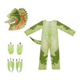 thumbnail image 1 of Disfraz de triceratops, casco, guantes, cubrepiés, mono de dinosaurio realista para niños M, 1 of 9