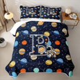 thumbnail image 2 of Manfei Cute Astronaut Initial B Bed Spread Queen,Cosmic Space Stars Queen Coverlet Set,Dark Blue,Navy Blue Reversible,3 Pieces,1 Quilt and 2 Pillowcases, 2 of 7