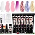 thumbnail image 1 of kit de gel de extensión de uñas de polivinílico, 7 colores gel de constructor para uñas extensión con solución, top base coat, 1 of 8