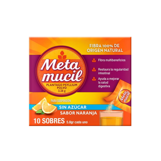 Fibra Metamucil Natural Sabor Naranja 10 sobres