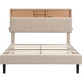 thumbnail image 6 of Full Size Platform Bed, Full Upholstered Platform Bed with Storage Headboard and USB Port, Linen Fabric Upholstered Bed, 6 of 9