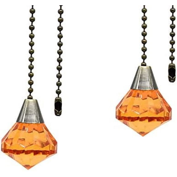 2Pcs Ceiling Fan Light Pull Chain Extension,Acrylic Diamond Pull Chain for Ceiling Light Lamp Fan Chain (Brown)