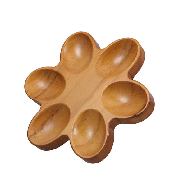 HOMEMAXS Wooden Eggs Holder 6 Eggs Tray Fresh Eggs Holder Deviled Eggs Tray Chicken Egg Holder For Fridge Countertop Kitchen Storage Brown