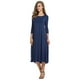 thumbnail image 1 of Vestido informal liso de mujer con cuello redondo, manga larga y largo hasta la pantorrilla - Corte holgado, material resistente, para uso diario/ocasionales, tallas M-XXXL, 1 of 4