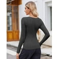 thumbnail image 3 of Zeagoo Long Sleeve Top Dress Shirt Fitted Square Neck Rib Knit T Shirts Casual Basic Soft Undershirt Clothes, 3 of 6