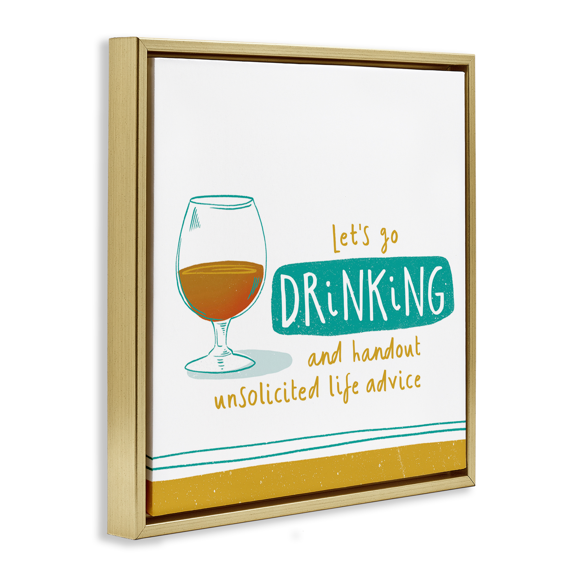 Stupell Industries Unsolicited Life Advice Food & Beverage Painting Gold Floater Framed Canvas Art Print Wall Art, 25 x 25