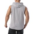 thumbnail image 5 of Sudadera con capucha deportiva para hombre, camisetas sin mangas, entrenamiento, gimnasio, culturismo, camiseta de secado rápido - Gris, 5 of 5