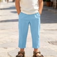 thumbnail image 5 of Boys Girls 100% Cotton Linen Lightweight Pants Pull On Joggers Active Pants for Kids, 5 of 9