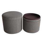 HomeRoots Furniture Mandalay Tweed Storage Ottomans