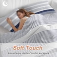 thumbnail image 4 of 3 Piece Navy Blue Stripe Duvet Cover Set Queen Size,Microfiber Comforter/Quilt Cover with Corner Ties and 2 Pillowcases,Modern Rustic Horizontal Blue Striped All Season Bedding with Zipper Closure, 4 of 8