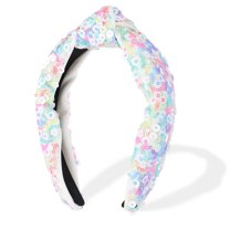 Sequin Headband for Women Rainbow Knotted Hair Bands Accessories Sparkly Girls Headbands White