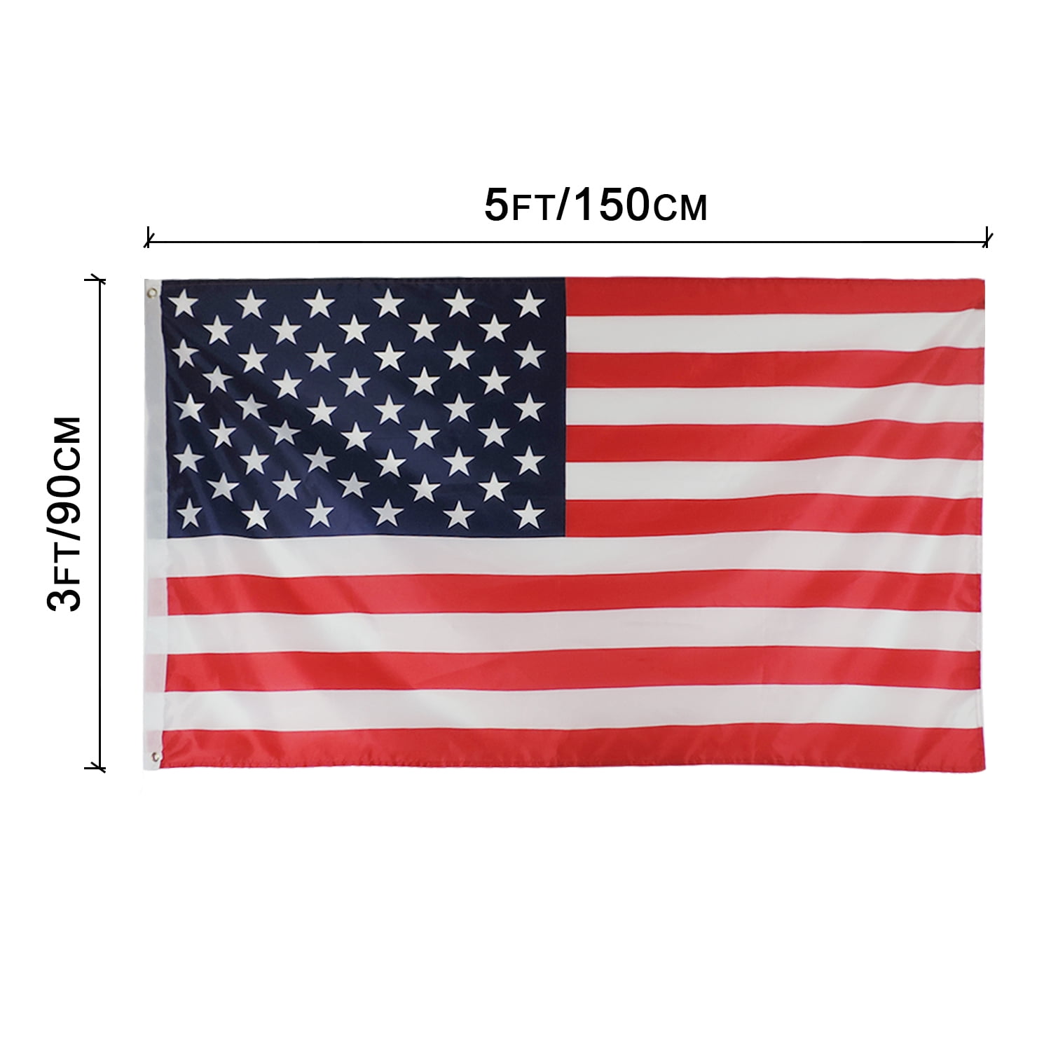 American USA Flags 3x5 FT For Outside, Beautiful Stars, Heavy Duty Durable Flags Outdoor, Hand Printed Vivid Color, Sewn Stripes, Brass Grommet. With flagpole Holder Wall Mount Bracket